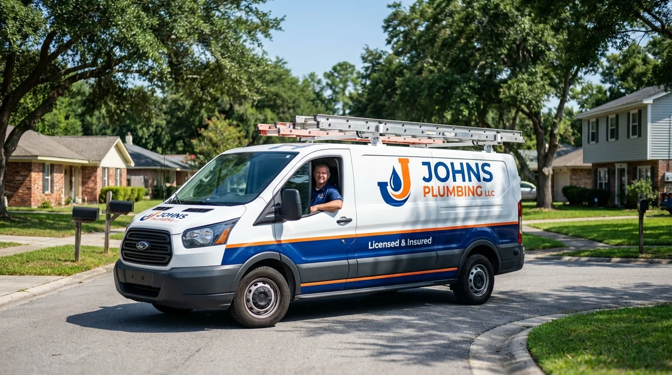 Johns Plumbing LLC service van in Sayreville, NJ