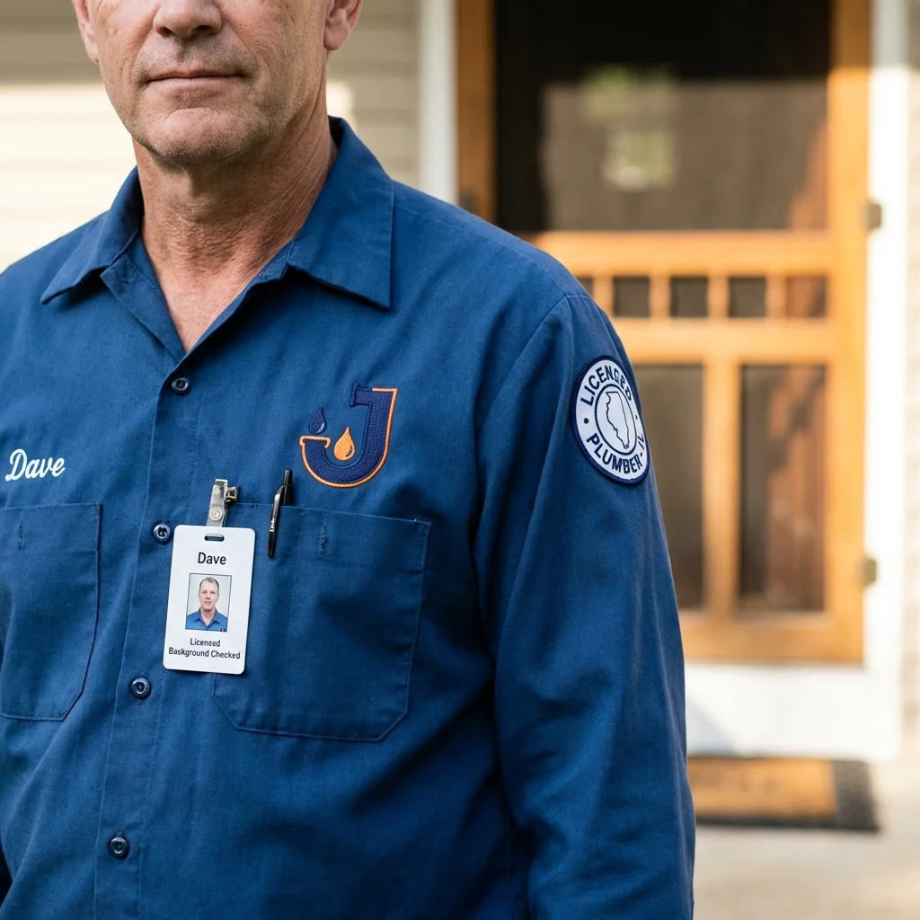 Licensed plumber showing ID badge in Sayreville, NJ