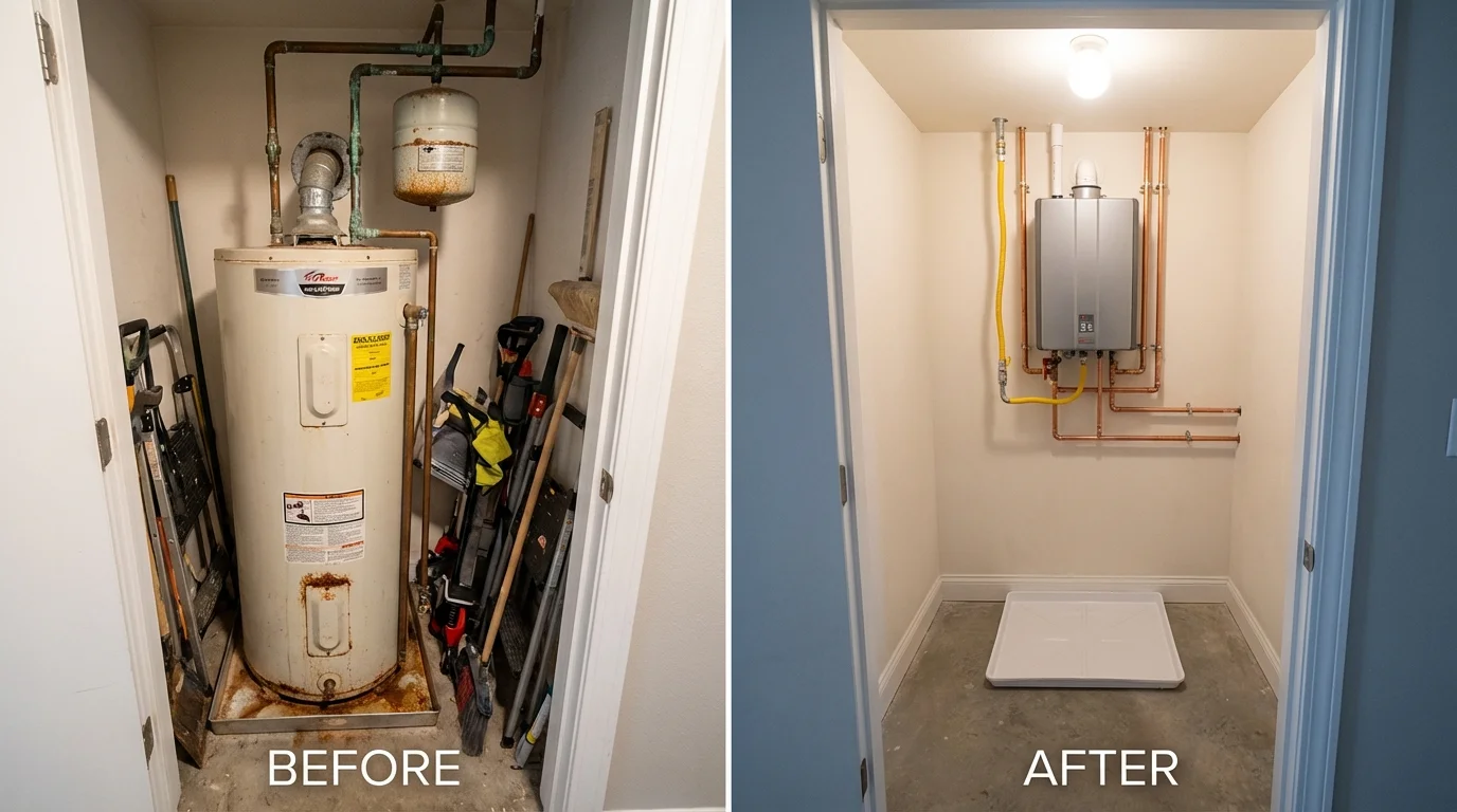 Tank water heater versus wall-mounted tankless unit comparison for Sayreville, NJ homeowners